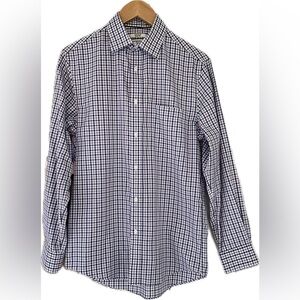 Jos. A. Bank Navy and White Plaid Shirt